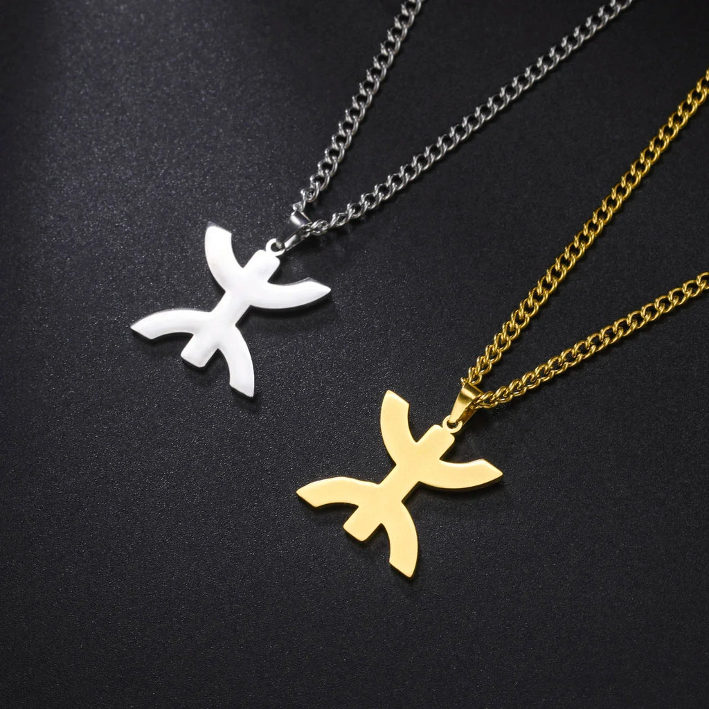 Necklace with symbolic Berber "yaz" Arabic pendant for women, gold-tone
