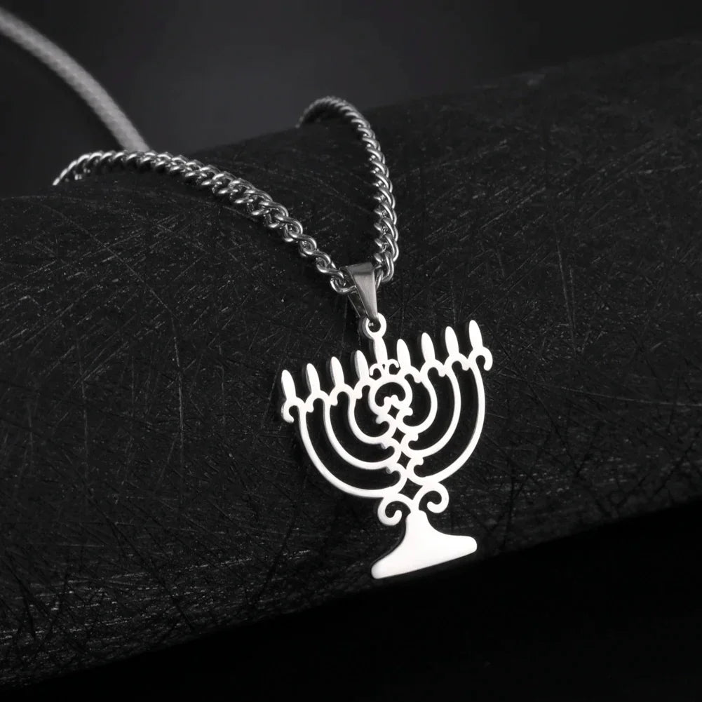 Necklace with symbolic Jewish Menorah pendant