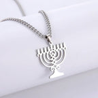 Necklace with symbolic Jewish Menorah pendant