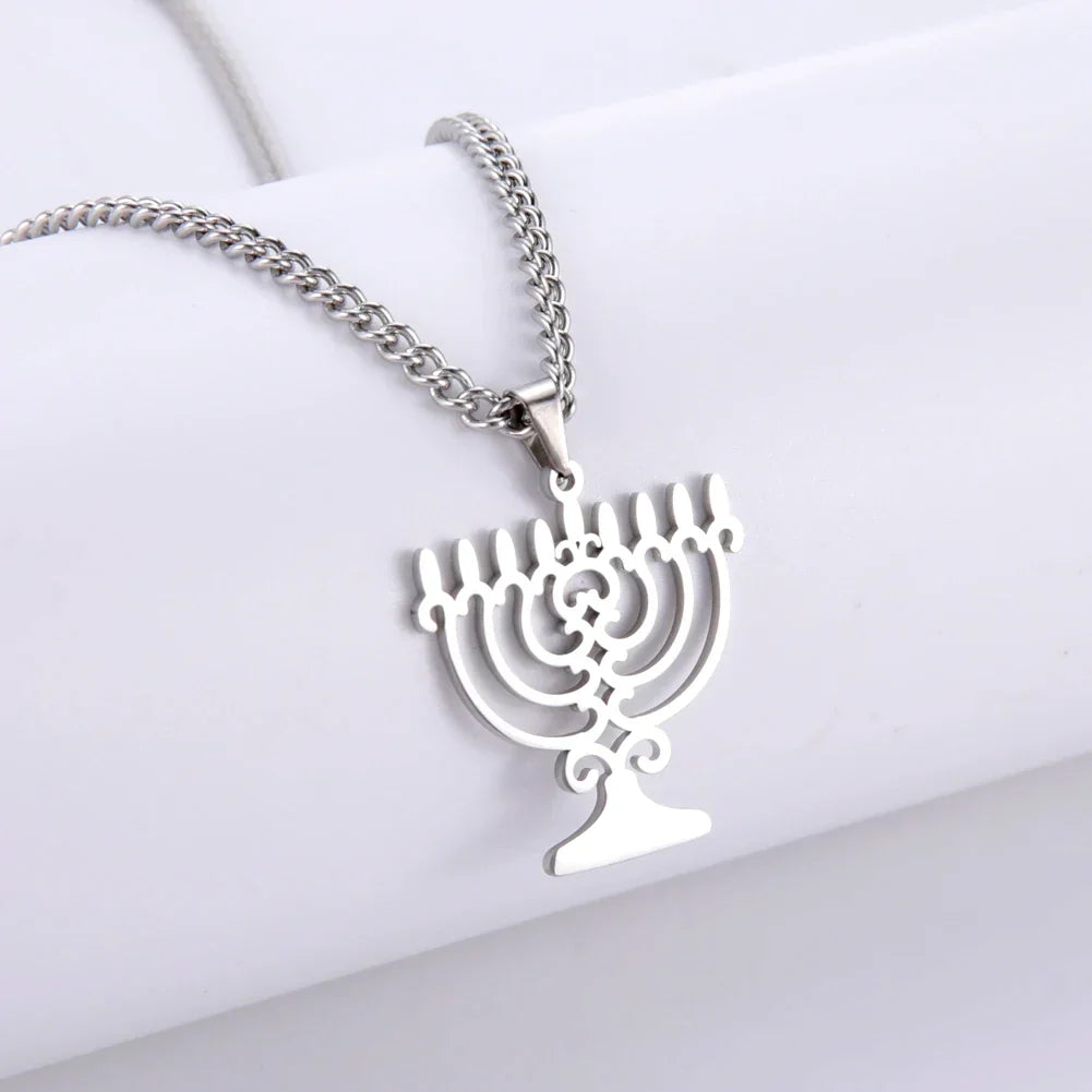 Necklace with symbolic Jewish Menorah pendant
