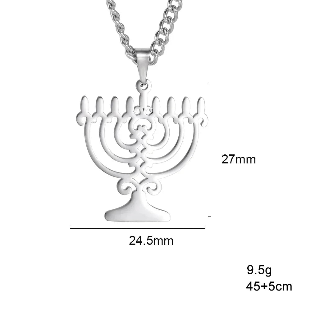 Necklace with symbolic Jewish Menorah pendant
