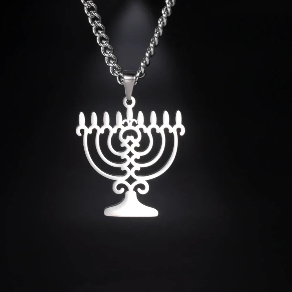 Necklace with symbolic Jewish Menorah pendant