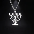 Necklace with symbolic Jewish Menorah pendant
