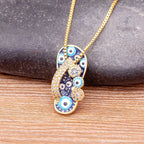 Necklace With Tongue Pendant Blue Eye And Zircon