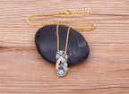 Necklace With Tongue Pendant Blue Eye And Zircon
