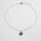 Necklace with Colored Four-Leaf Clover Pendant

