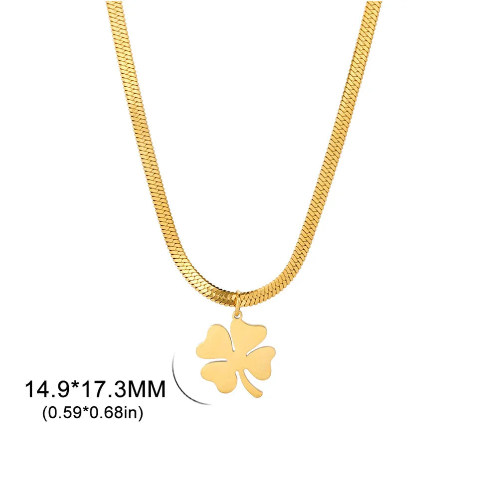 Necklace with Four-Leaf Clover Lucky Pendant