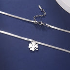 Necklace with Four-Leaf Clover Lucky Pendant silver