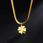 Necklace with Four-Leaf Clover Lucky Pendant gold