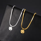 Necklace with Four-Leaf Clover Lucky Pendant silver