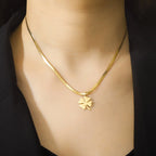 Necklace with Four-Leaf Clover Lucky Pendant gold