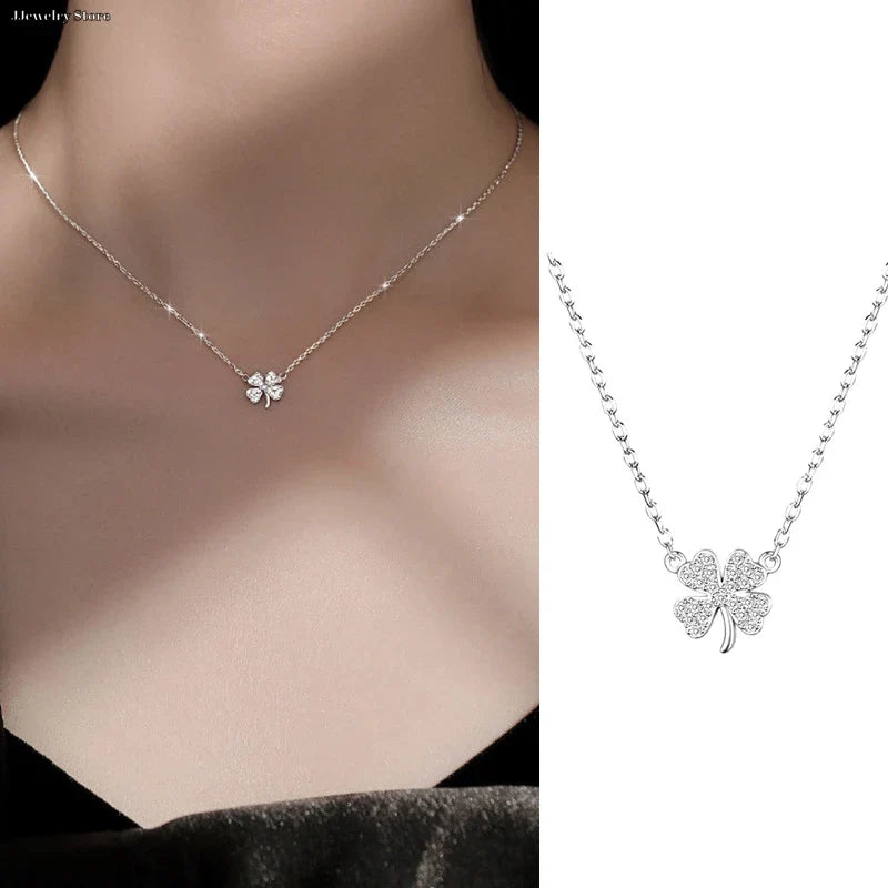 Necklace with Four-Leaf Clover Lucky Charm Pendant for Women