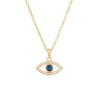 Necklace with Blue Turkish Moon Zircon Evil Eye Pendant
