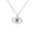 Necklace With Blue Turkish Evil Eye Zircon Pendant Silver