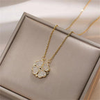 Choker Necklace with Four-Leaf Clover Heart Pendants for Women Gold