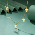 Necklace with Hebrew Chai letter pendants, Jewish, gold