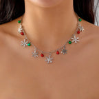Necklace with Snowflake and Christmas Ball Pendants