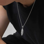 Necklace with small palm tree and sea pendant in silver