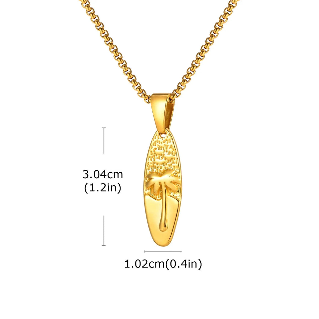 Necklace with small palm tree and sea pendant