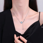 Necklace with Moonstone Pendant and Zircon Stars
