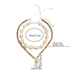 Set of 2 boho necklaces with shells and shark tooth pendant