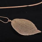 Bohemian Leaf Pendant Gold Necklace