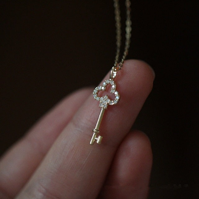 Silver Key Necklace Pendant for Women silver