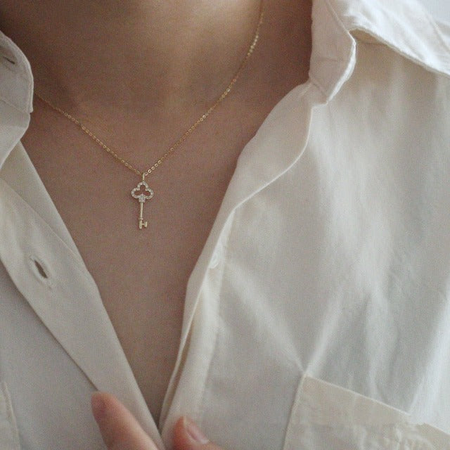 Gold Key Necklace Pendant for Women gold
