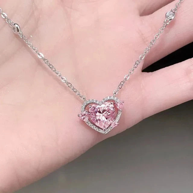 Shiny Heart Necklace for Women in Genuine Silver