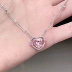 Shiny Heart Necklace for Women in Genuine Silver