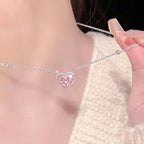 Shiny Heart Necklace for Women in Genuine Silver