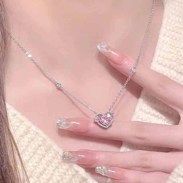 Shiny Heart Necklace for Women in Genuine Silver