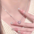 Shiny Heart Necklace for Women in Genuine Silver