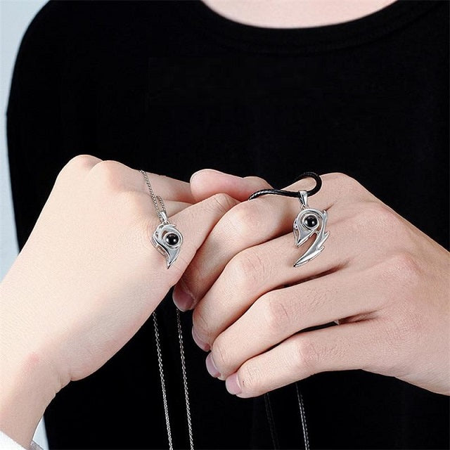 Separable Heart Necklace for Couple silver