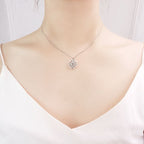 Four-Leaf Clover Heart Necklace Lucky Pendant In Silver
