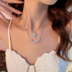 Four-Leaf Clover Heart Necklace Lucky Pendant silver