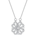 Four-Leaf Clover Heart Necklace Lucky Pendant In Silver