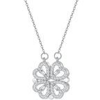 Four-Leaf Clover Heart Necklace Lucky Pendant In Silver