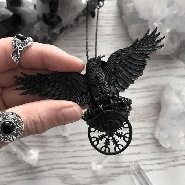 Odin's Raven Necklace Celtic Viking Pendant Men Women Nordic