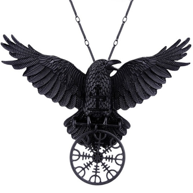 Odin's Raven Necklace Celtic Viking Pendant Men Women Nordic