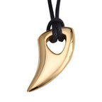 Cord necklace with gold shark tooth pendant
