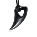 Cord necklace with black shark tooth pendant