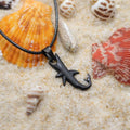 Black shark pendant cord necklace