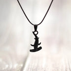 Black hammerhead shark pendant cord necklace