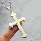 Our Father cross necklace with pendant for men