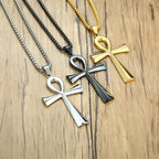 Egyptian Cross Necklace Gold Silver Black Pendant