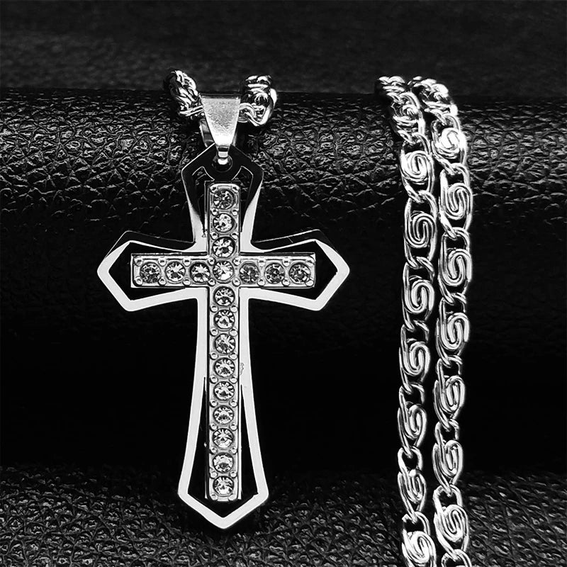 Cross Necklace & Silver Zircon Pendant