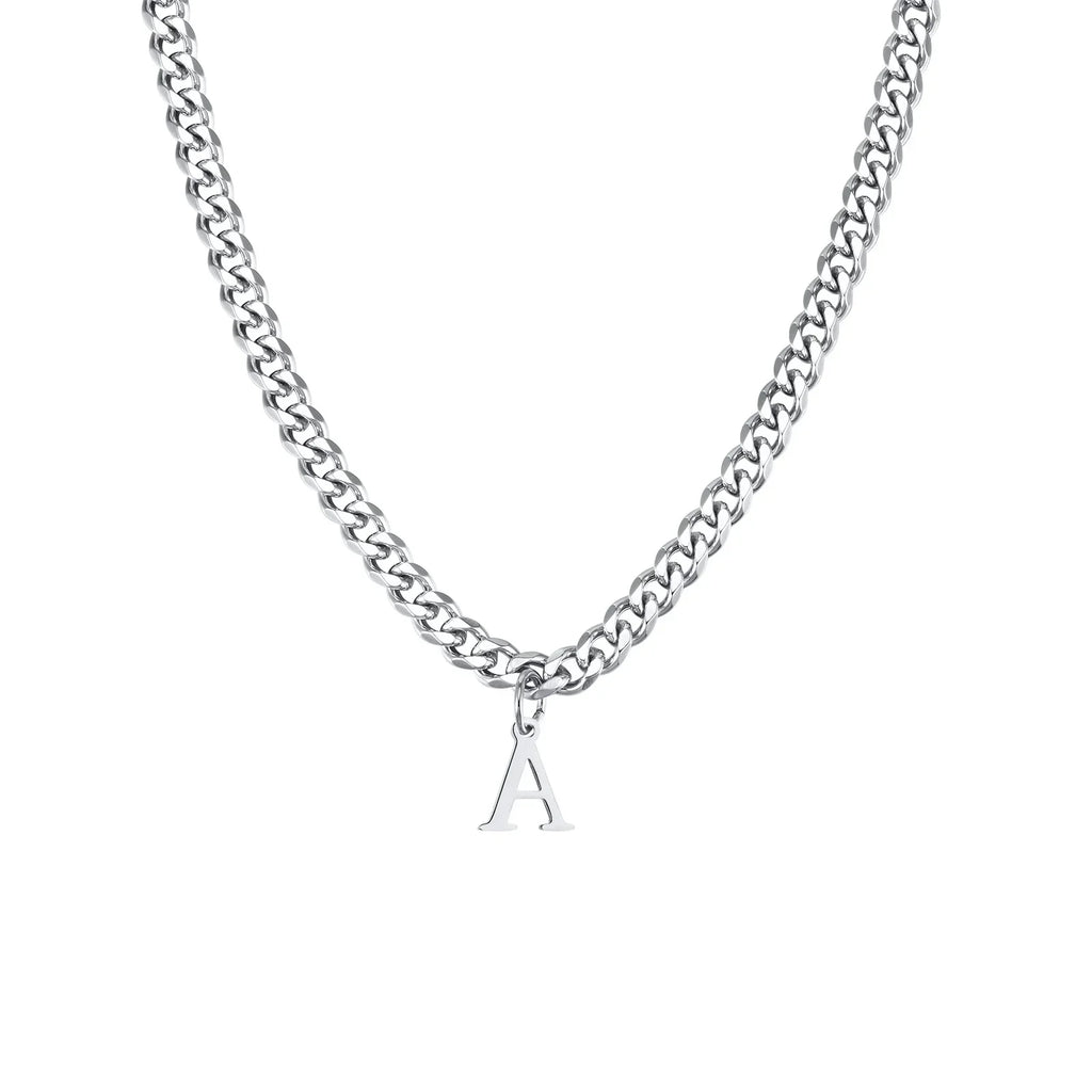 Men's necklace with personalized initial pendant a