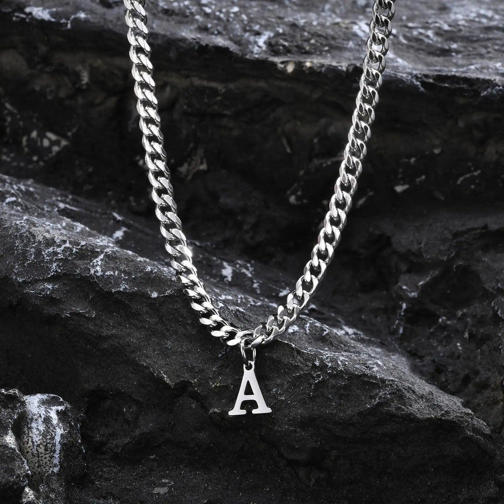 Men's necklace with personalized initial pendant a