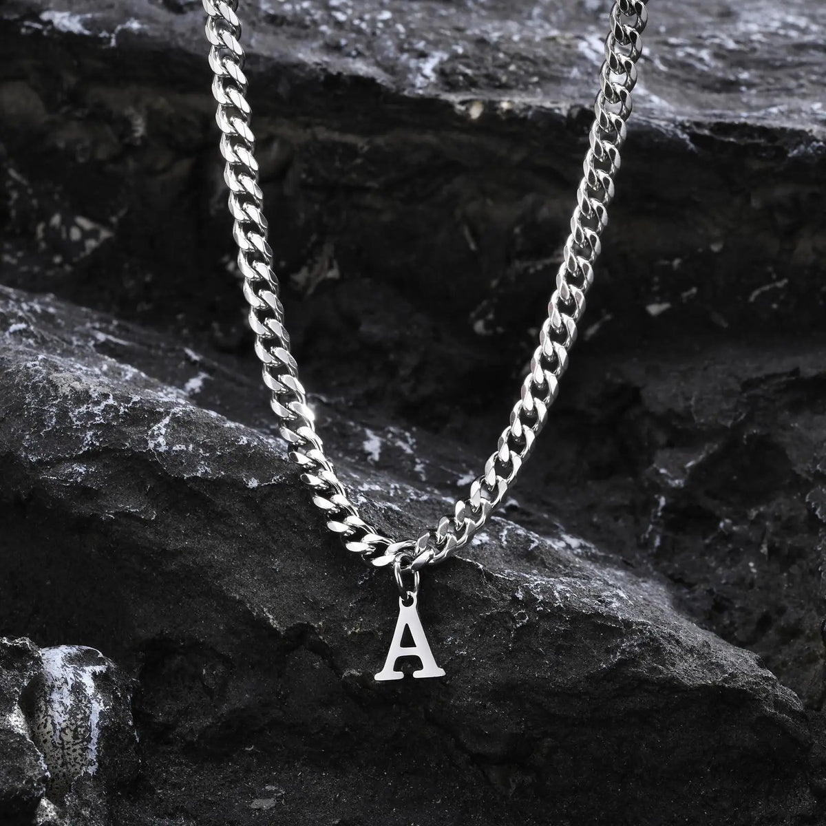 Men's necklace with personalized initial pendant a